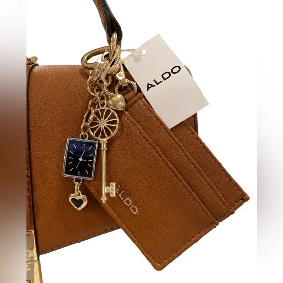 Aldo Caiilla Top Handle Satchel/Crossbody Bag Brown Black and Cream Color Block - Picture 3 of 8